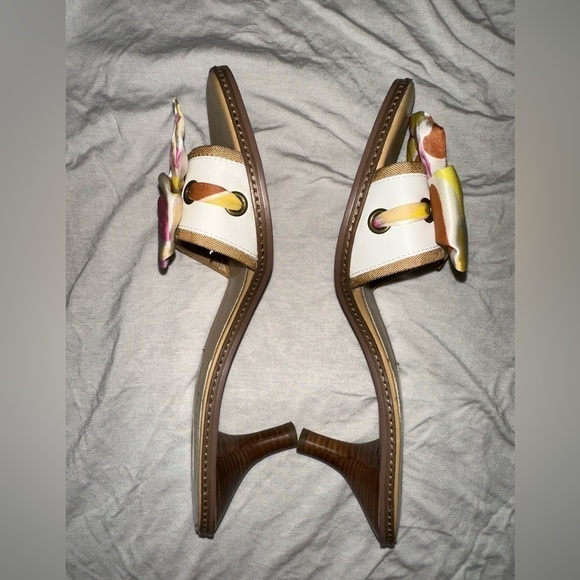 Liz Claiborne Cuba kitten mule heel Y2K bow leather spring summer slide on 10M - Picture 4 of 10